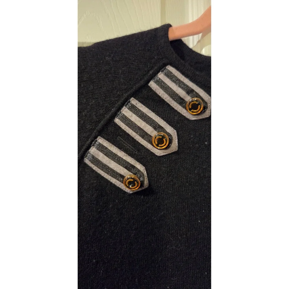 Maje Wool Cashmere Sweater Women's 1 Small Black Military Button Stripe